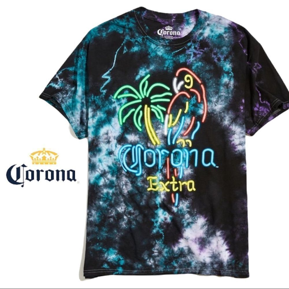 NEW Corona Beer Neon Tie-Dye Tee Shirt T-Shirt S M L XL
